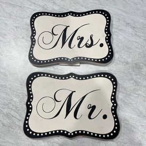 Mr & Mrs wooden signs, wedding and home decor, black and cream
